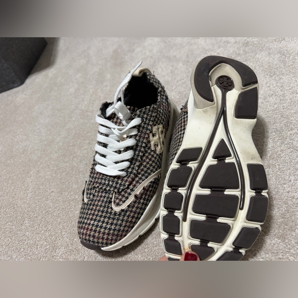 Tory Burch Black and White Plaid Sneakers - Picture 5 of 5